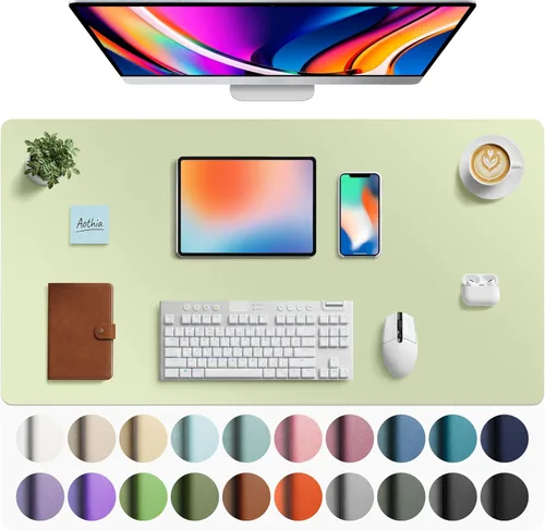 Vista 226 de Aothia - Protector de escritorio de cuero sintético impermeable y antideslizante para laptop, escritura y mouse, para oficina y hogar, 23.6 x 13.7