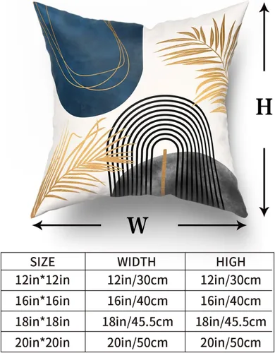 Vista 2 de juego de 4 fundas de almohada bohemias grises y azules de 20 x 20 pulgadas, fundas de almohada geométricas abstractas de estilo moderno de mediados