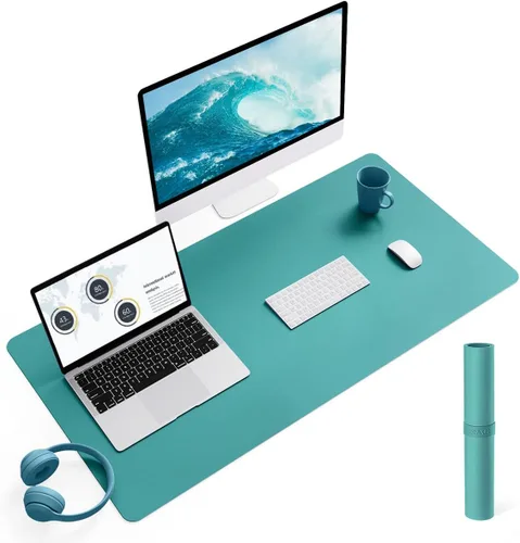 Vista 65 de YSAGi Alfombrilla de Escritorio de Cuero Antideslizante, Alfombrilla de Teclado para Escritorio de Computadora Portátil Impermeable, Protector