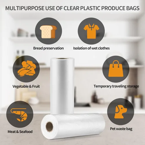 Vista 4 de Bolsas de almacenamiento de alimentos de 12 x 16 pulgadas, bolsa de plástico transparente, bolsas de plástico desechables para alimentos y verduras