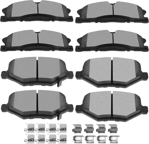 Vista 9 de SCITOO Juego de pastillas de freno delanteras cerámicas y traseras semi-metálicas para Dodge Durango 2007-2009, Dodge Ram 1500 2006-2010, Ram 1500