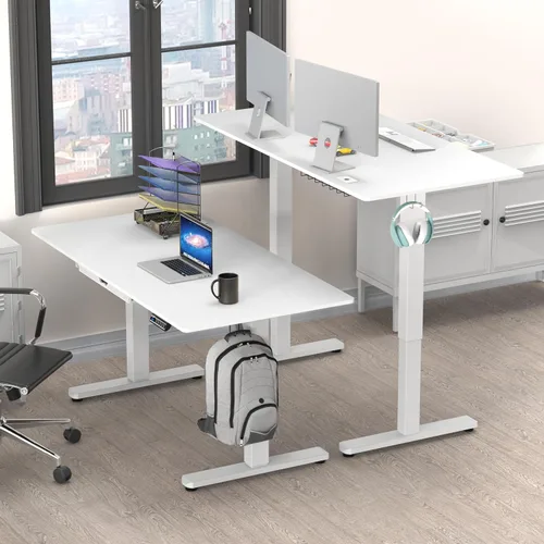 Vista 94 de SHW - Escritorio de pie eléctrico de altura regulable con memoria - 48 x 24 pulgadas, marrón rústico