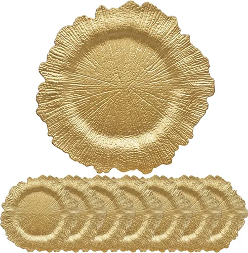 Vista 18 de Platos de carga de acrílico transparente de 33 cm, juego de 10 piezas, redondos para mesa, decoración para bodas, fiestas, eventos
