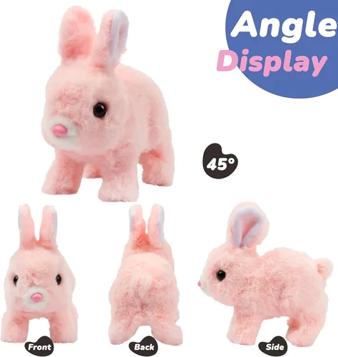 Vista 127 de Hopearl - Juguete de peluche electrónico interactivo de conejo con orejas LED, sonidos y movimientos; camina, se menea e ilumina las orejas, mueve