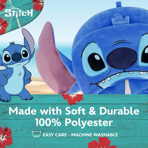Vista 6 de FUL Disney Stitch - Almohada de cuello con capucha y orejas 3D, accesorios de viaje para avión, automóvil y oficina, cómoda y transpirable
