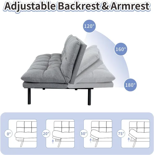 Vista 3 de MUUEGM Sofá cama futón de espuma viscoelástica, moderno sofá de oficina, cama convertible para espacios pequeños, apartamento, oficina, con respaldo