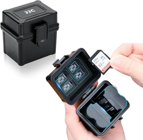 JJC Estuche portátil para batería y tarjeta de memoria de cámara, caja organizadora de batería para 2x Canon LP-E17 LP-E12 LP-E10 Fuji NP-W126