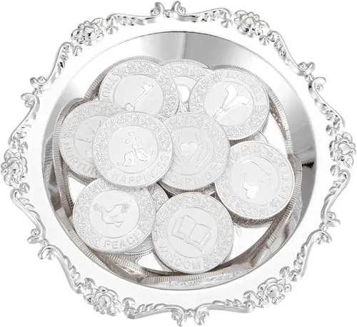 Vista 12 de TINGKU Juego de 13 Monedas de Unidad para Ceremonia de Boda Arras de Boda con Bandeja Placa Boda Arrhae Moneda Católica