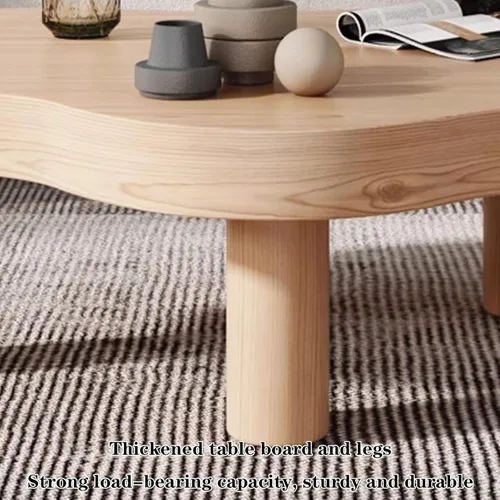 Vista 8 de Mesa de centro Cloud de madera maciza irregular, con forma de nube, decoración de mesa auxiliar con 3 patas, bonita mesa auxiliar redonda moderna