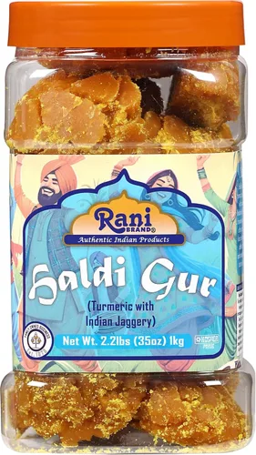 Vista 27 de Rani Masala Gur (Jaggery) Azúcar de caña sin refinar indio sin refinar, 17.5 oz (1.1 libras) tarro de PET de 17.64 oz ~ Apto para gluten Vegano