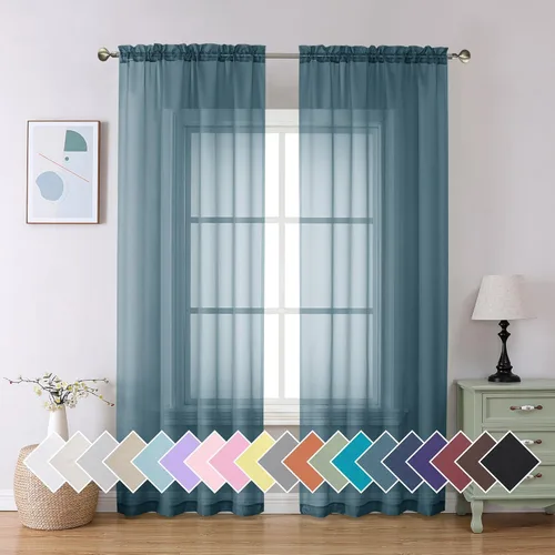 Vista 78 de Aiyufeng 2 paneles de cenefa transparente negra de 14 pulgadas de largo, cortinas cortas para dormitorio, cortinas de cocina para ventana pequeña
