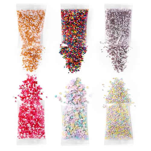 Vista 22 de Chispas para decoración de pasteles, cupcakes, galletas, cobertura para helado, 6 paquetes de chispas azules, chispas de copos de nieve de invierno