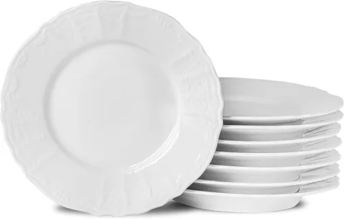 Vista 12 de Juego de platos de cerámica de 16 piezas, platos de postre pequeños de 5.6 pulgadas, platos redondos blancos para pan, mantequilla, aperitivos
