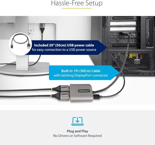 Vista 6 de StarTech.com Divisor DisplayPort 1.4 de 2 puertos, adaptador multimonitor DP a 2x DP, concentrador MST dual 5K 60Hz, solo Windows