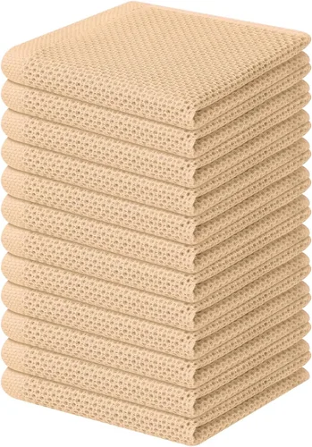 Vista 411 de Homaxy Paños de cocina de 100% algodón con tejido de gofre, ultra suaves, absorbentes, de secado rápido, 12 x 12 pulgadas, paquete de 6, amarillo