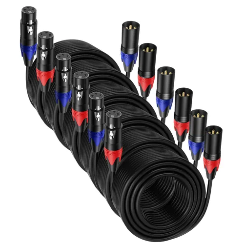 Vista 9 de Paquete de 2 cables XLR macho a hembra de 10 pies de cable de micrófono equilibrado profesional XLR macho a hembra, cable de extensión de micrófono