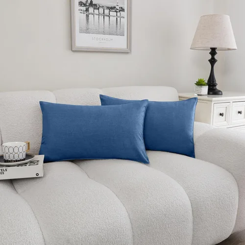 Vista 23 de NiNi ALL Juego de 2 fundas de almohada impermeables para exteriores, decorativas, casa de campo, jardín, fundas de cojín sólidas para patio, tienda