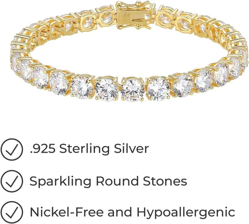 Vista 5 de Tienda Essentials Brazalete de tenis de plata de ley con circonia cúbica de corte redondo