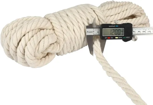 Vista 2 de jijAcraft Cuerda de algodón de 1/2 pulgada, cuerda de macramé blanca de 0.472 in x 32 pies, cuerdas de tendedero de 4 capas para manualidades