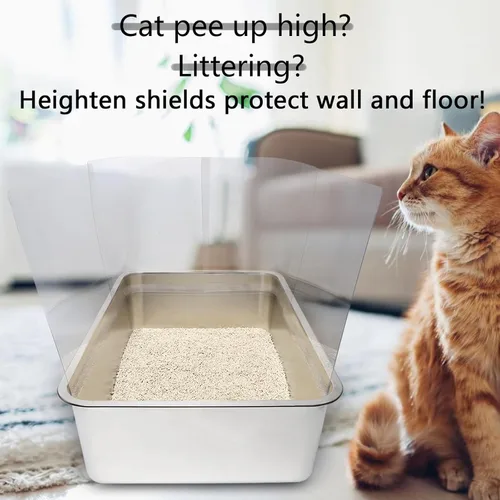 Vista 6 de YOILES 3 piezas de protectores contra salpicaduras de orina para caja de arena de gato, protector contra salpicaduras transparente fácil de limpiar