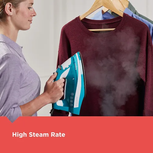 Vista 5 de BLACK+DECKER IR16X Plancha de vapor para prendas de un solo paso con suela antiadherente de acero inoxidable, tamaño único, turquesa