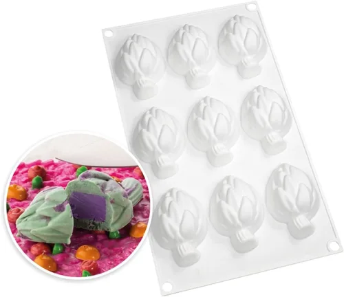 Vista 4 de mostsom Moldes de panadería con forma de cardo Molde de silicona para hornear para pastelería Forma de pastel para magdalenas Molde de donas Molde