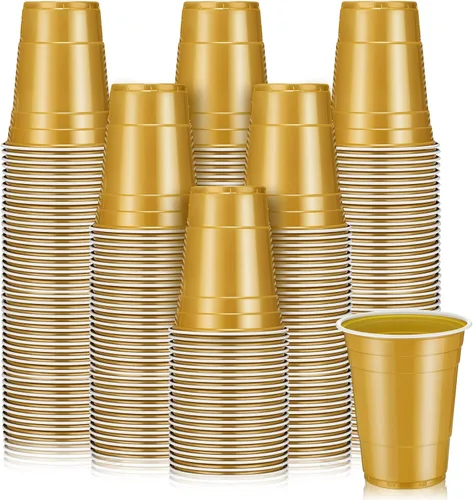 Vista 18 de Lounsweer 100 vasos desechables de 16 onzas para fiesta, de plástico, resistentes, para graduación, baby shower, boda, barbacoa, cumpleaños, picnic