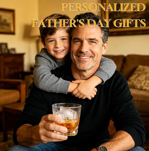Vista 3 de Custom Fist Bump Whiskey Glasses - Personalized Fathers Day Dad Gifts for Husband from Daughter Son Wife