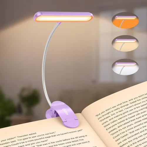 Vista 10 de Gritin Luz de Lectura Recargable para Leer en la Cama con 19 LED y Función de Memoria - Cuidado de los Ojos 3 Temperaturas de Color, 5 Niveles
