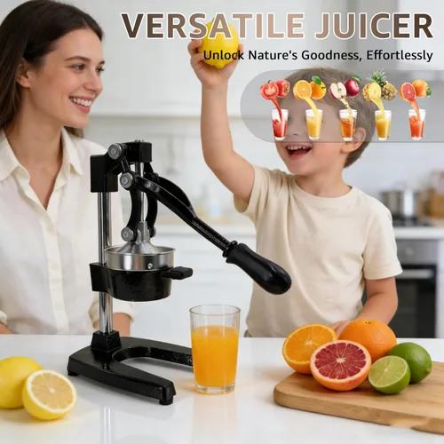 Vista 7 de Heavy-Duty Manual Citrus Juicer, Cast Iron Hand Press Juicer with Ergonomic Lever – High Yield Lemon Squeezer & Orange Juicer for Grapefruit, Lime