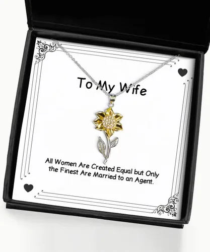 Game On Novelties Unique Wife Sunflower Pendant Necklace, All Women are Created Equal but Only The Finest, for Wife, Birthday Gifts, Spouse,