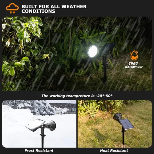 Vista 4 de Farolas solares para exteriores, 21 LEDs de brillo, luces solares al aire libre IP67 impermeables, luces solares ajustables para exteriores 2 en 1