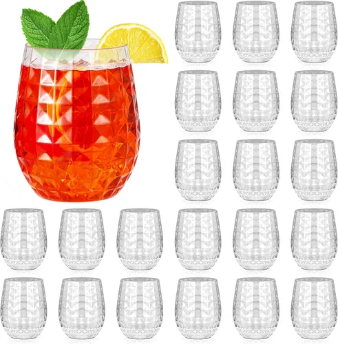 Vista 7 de Ctosree Copas de vino de plástico de 12 onzas, copas de cóctel de plástico hawaianas Tiki Piña, copas transparentes sin tallo, reutilizables