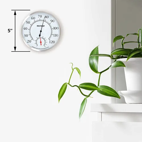 Vista 5 de REOTEMP Termómetro analógico de escritorio DTH5, higrómetro, esfera de 5 pulgadas, 20/120F, medidor de humedad relativa