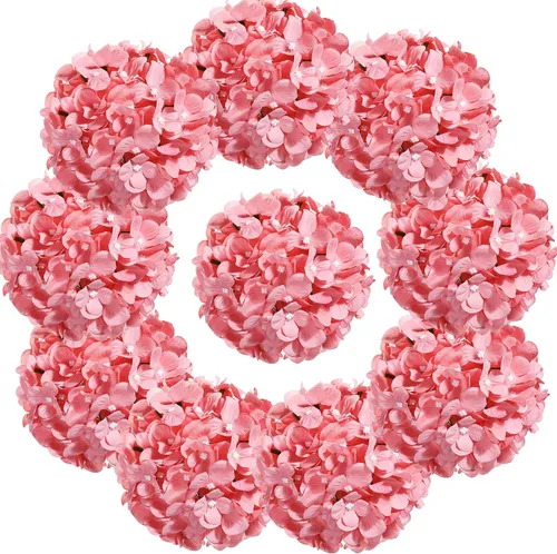 Vista 17 de 10 cabezas de hortensias de seda con tallos de flores artificiales para bodas, fiestas, decoración del hogar (negro)