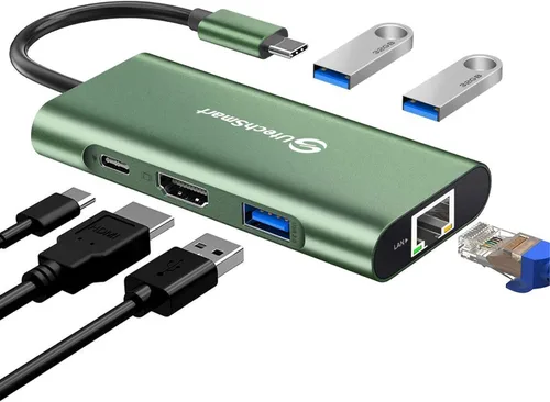 Vista 15 de UtechSmart Hub USB C, adaptador multipuerto Ethernet 6 en 1 USB C a HDMI Dock compatible con dispositivos MacBook Pro/Air, Chromebook, Dell XPS, HP