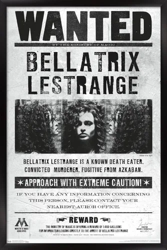 Vista 7 de Trends International Póster de pared The Wizarding World: Harry Potter - Bellatrix Wanted Poster de pared, 14.725 x 22.375 pulgadas, versión