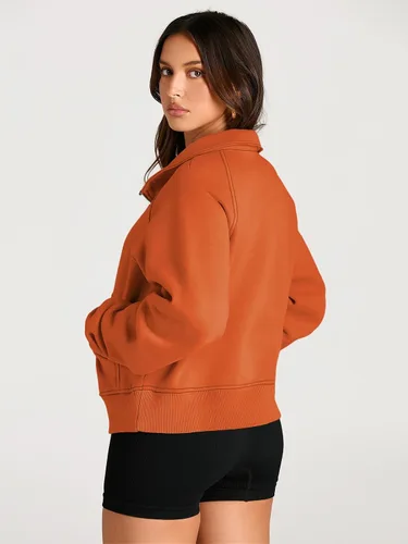 Vista 5 de AUTOMET Womens Sweatshirts Half Zip Cropped Pullover Fleece Quarter Zipper Hoodies Fall outfits Clothes Thumb Hole