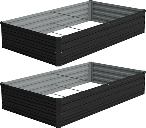 Vista 14 de Vengarus Kit de cama de jardín galvanizado elevado de 8 x 2 x 1 pies (paquete de 2), maceta de metal para exteriores, contenedor rectangular de Negro