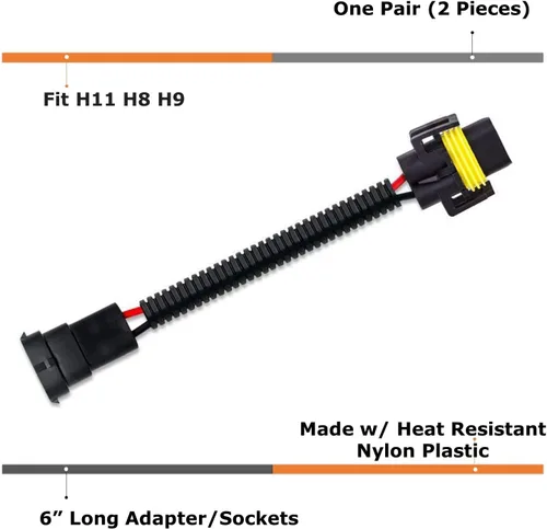 Vista 2 de iJDMTOY H11 H8 H9 Arnés de Cableado de Extensión con Conectores Cables Compatibles con Uso de Luces de Haz Alto/Bajo o Antiniebla