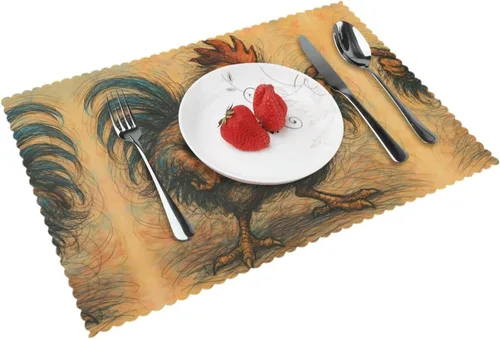 Vista 12 de Rectangular Placemats Set of 4, Heat Resistant Aurora Printed Kitchen Dining Table Mats