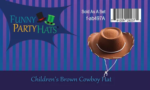 Vista 3 de Sombrero de vaquero Century Novelty de fieltro para niños, marrón