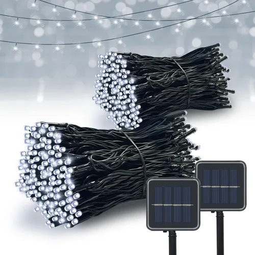 Vista 8 de Vimorg Guirnalda de luces solares para exteriores, paquete de 2 luces solares de Navidad de 79 pies, 200 LED, impermeables, con 8 modos