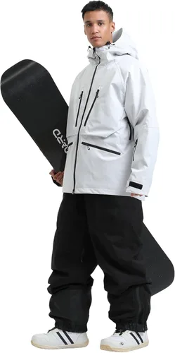 Vista 15 de GSOU SNOW Mens Ski Jacket and Pants Set Baggy Snowboard Suit Ski Snowsuit Snow Bibs Waterproof Hooded