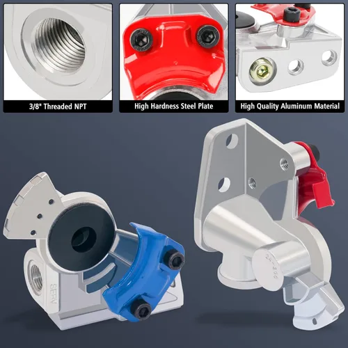 Vista 6 de KOOTANS Gladhands en ángulo de 37 grados, 1 par de aluminio fundido a presión, kit de apretón de manos, manguera de aire, conector de acoplamiento