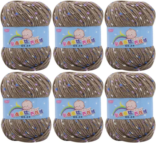 Vista 22 de Paquete de 6 hilos de ganchillo de algodón colorido para tejer suéter súper suave para mantas de bebé y ropa, sombrero, bufanda, 10.58 oz
