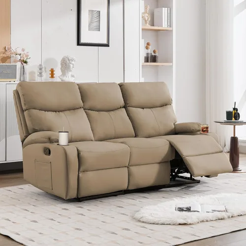 Vista 11 de Sofá reclinable de dos plazas, sofá reclinable doble, juego de sillas reclinables antiarañazos para RV de 2 plazas, sofá de pared para sala de Gris