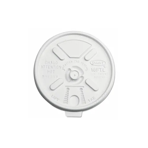 Dart Tapa de plástico de 16FTL Lift 'n' Lock blanca para vasos y recipientes de espuma, (caja de 1,000)