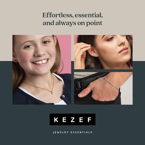 Vista 6 de KEZEF Sterling Silver Chains for Gilrls and Boys - 925 Silver Box Chain Cable Chain Popcorn Chain for Kids - Hypoallergenic and Tarnish Resistant