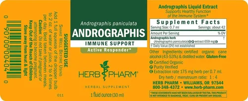 Vista 2 de Herb Pharm Andrographis Extracto líquido para apoyo del sistema inmunológico, 1 onza líquida (paquete de 1) (DANDRO01)